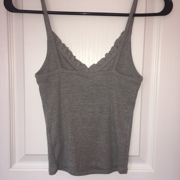 Topshop gray ribbed v-neck tank top - Picture 3 of 4